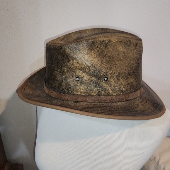 Suede Leather Safari Brown Hat Sz Large Henschel Company USA Vintage Mens - Picture 1 of 12